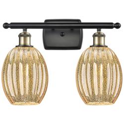 Ballston Preston 16"W 2-Lt Black Brass Vanity w/ Mercury Bulb Shade
