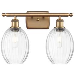 Ballston Preston 16"W 2-Lt Brushed Brass Vanity w/ Clear Bulb Shade