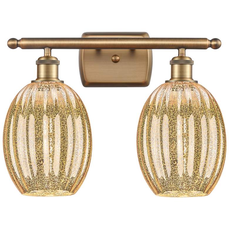 Image 1 Ballston Preston 16"W 2-Lt Brushed Brass Vanity w/ Mercury Bulb Shade