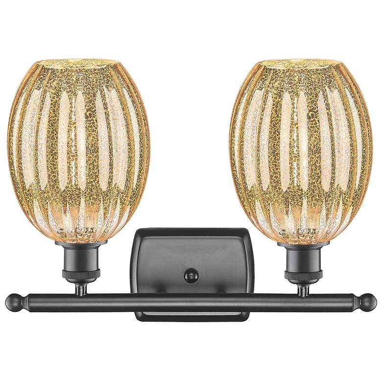 Image 2 Ballston Preston 16"W 2-Lt Oiled Bronze Vanity w/ Mercury Bulb Shade more views
