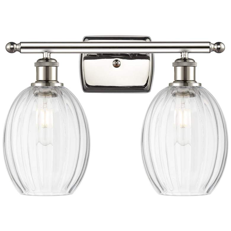 Image 1 Ballston Preston 16"W 2-Lt Polished Nickel Vanity w/ Clear Bulb Shade