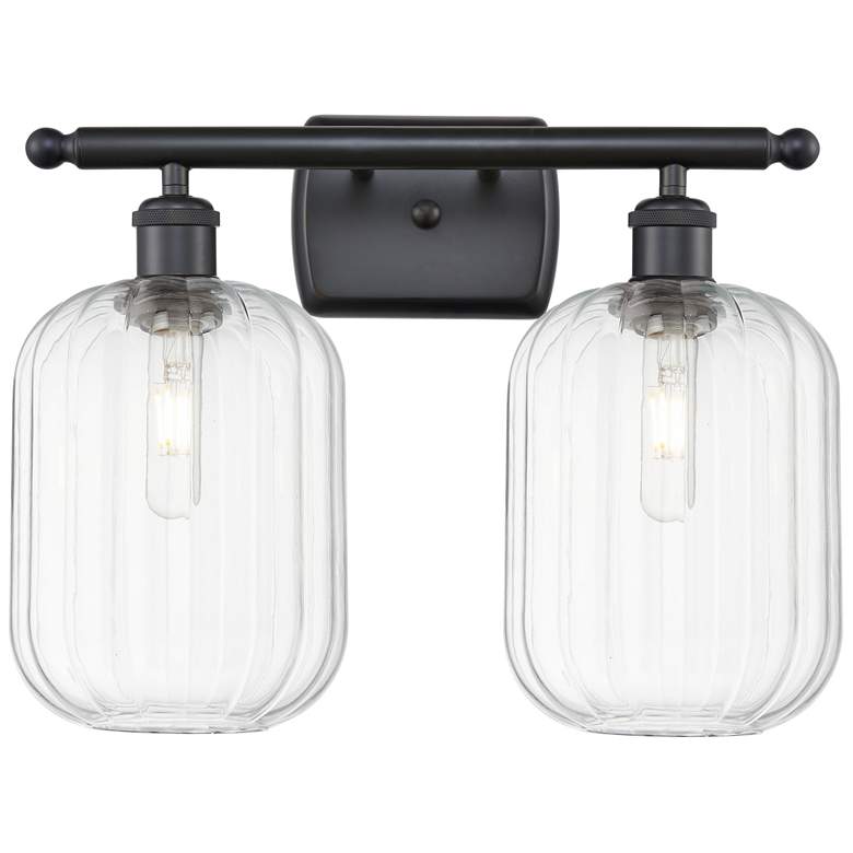 Image 1 Ballston Preston 17"W 2 Light Black Vanity Light w/ Clear Jar Shade