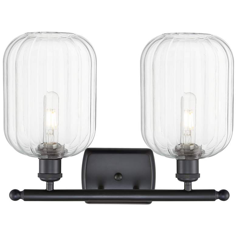 Image 2 Ballston Preston 17"W 2 Light Black Vanity Light w/ Clear Jar Shade more views
