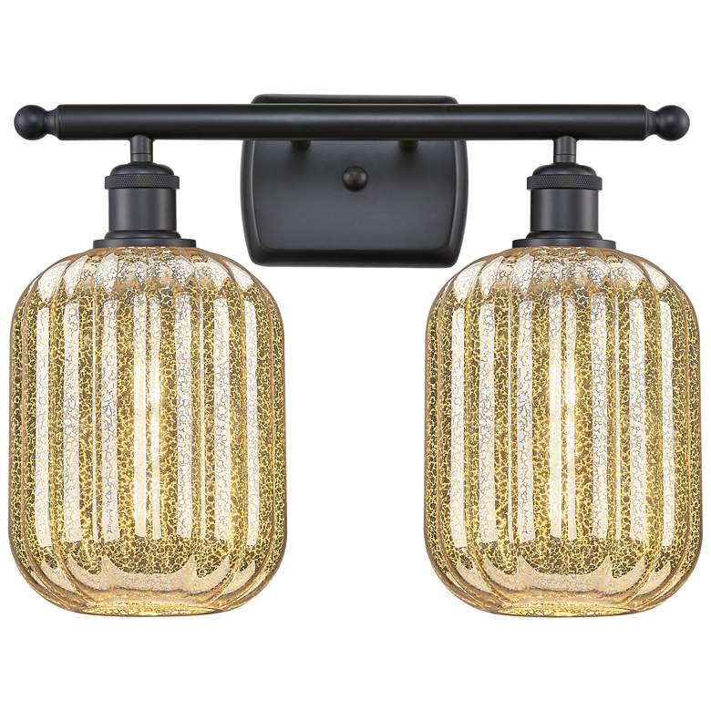 Image 1 Ballston Preston 17"W 2 Light Black Vanity Light w/ Mercury Jar Shade