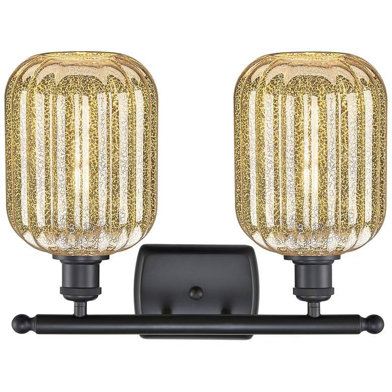 Image 2 Ballston Preston 17"W 2 Light Black Vanity Light w/ Mercury Jar Shade more views