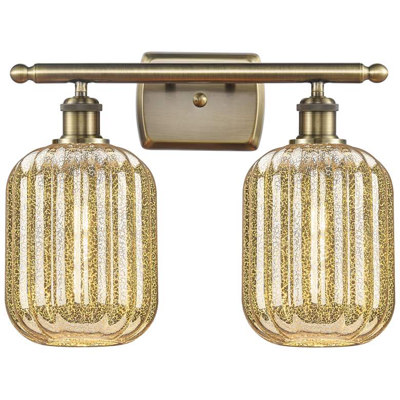 Image 1 Ballston Preston 17"W 2 Light Brass Bath Light With Mercury Jar Shade