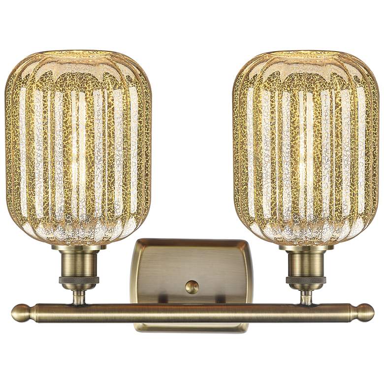 Image 2 Ballston Preston 17"W 2 Light Brass Bath Light With Mercury Jar Shade more views