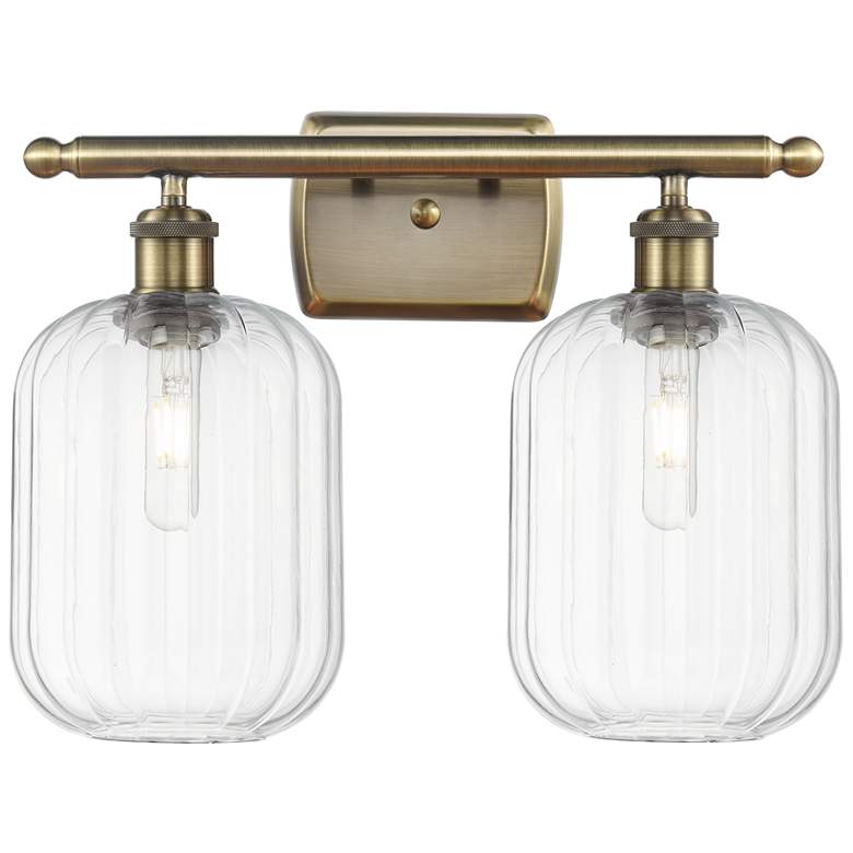 Image 1 Ballston Preston 17"W 2 Light Brass Vanity Light With Clear Jar Shade