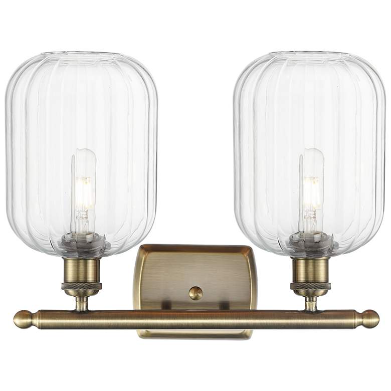 Image 2 Ballston Preston 17"W 2 Light Brass Vanity Light With Clear Jar Shade more views