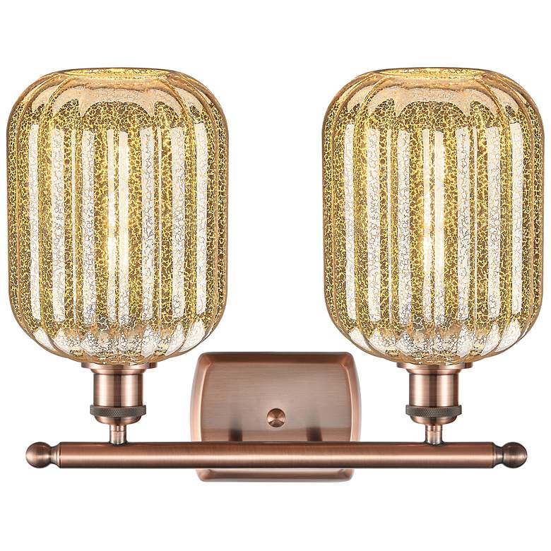 Image 2 Ballston Preston 17"W 2 Light Copper Vanity Light w/ Mercury Jar Shade more views