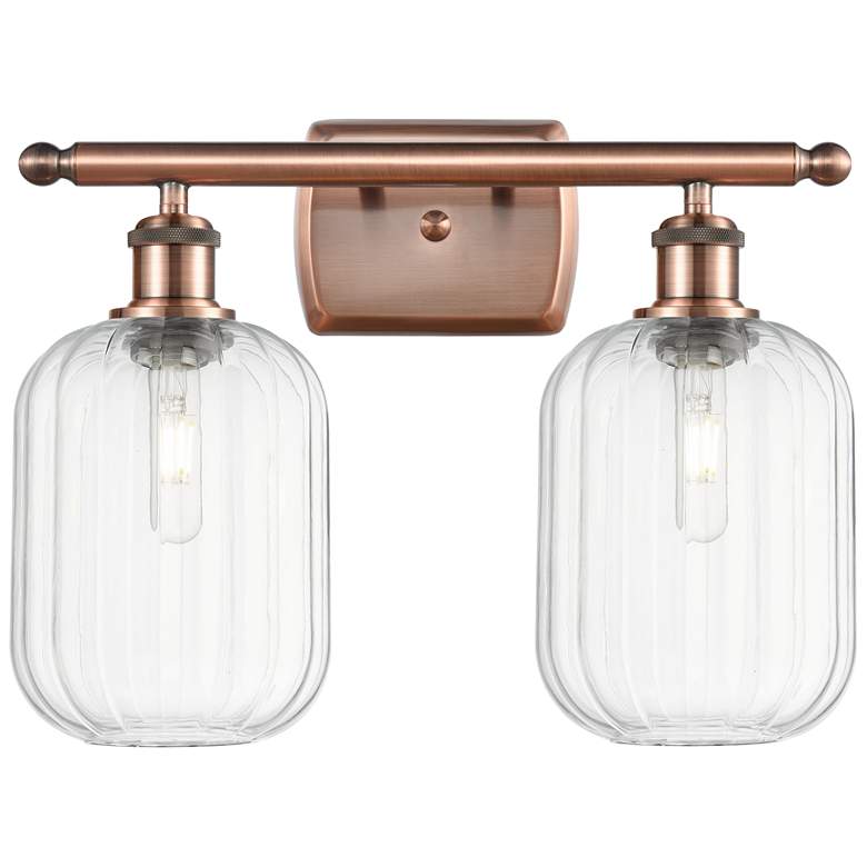 Image 1 Ballston Preston 17"W 2 Light Copper Vanity Light With Clear Jar Shade