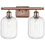 1_Ballston Preston 17"W 2 Light Copper Vanity Light With Clear Jar Shade