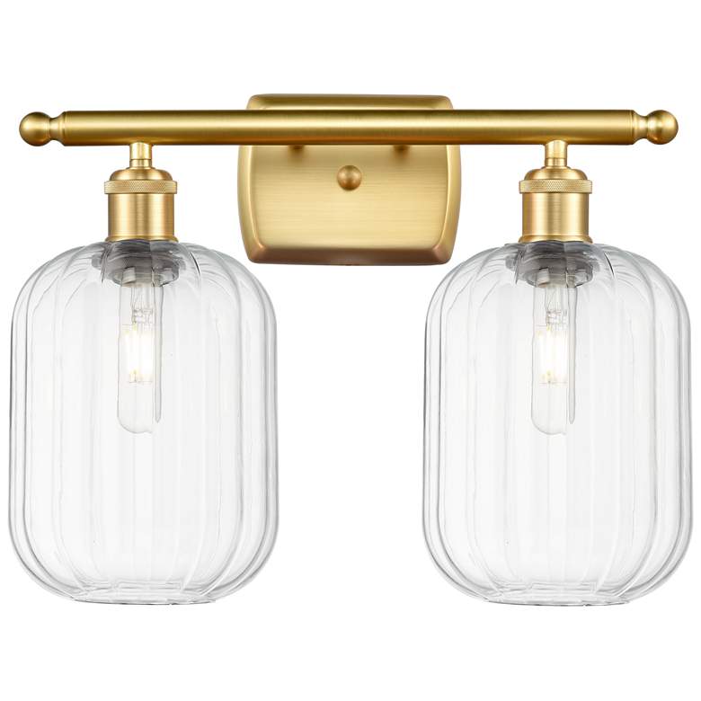 Image 1 Ballston Preston 17"W 2 Light Gold Vanity Light w/ Clear Jar Shade