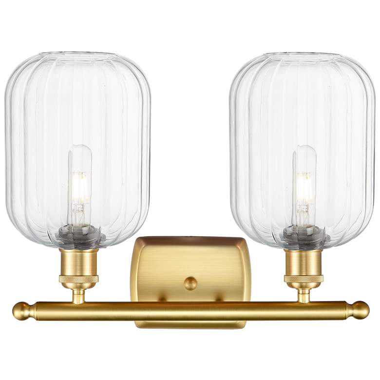 Image 2 Ballston Preston 17"W 2 Light Gold Vanity Light w/ Clear Jar Shade more views