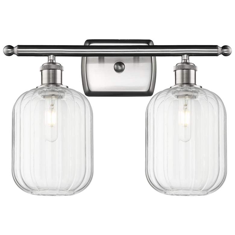 Image 1 Ballston Preston 17"W 2 Light Nickel Bath Light w/ Clear Jar Shade