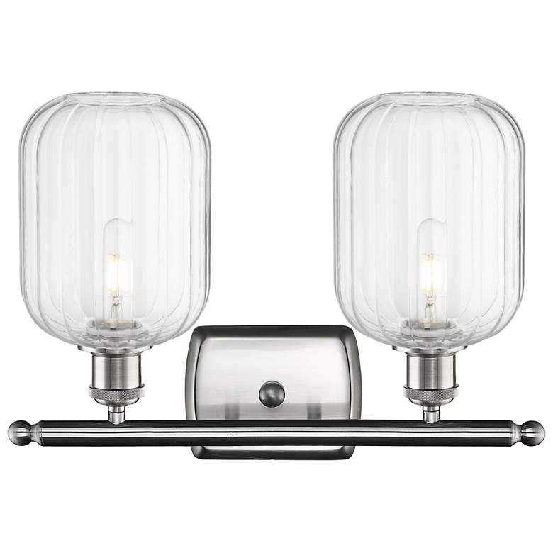 Image 2 Ballston Preston 17"W 2 Light Nickel Bath Light w/ Clear Jar Shade more views