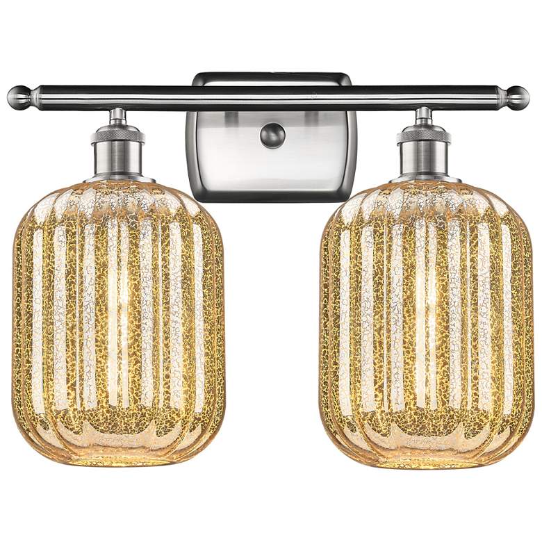 Image 1 Ballston Preston 17"W 2 Light Nickel Bath Light w/ Mercury Jar Shade
