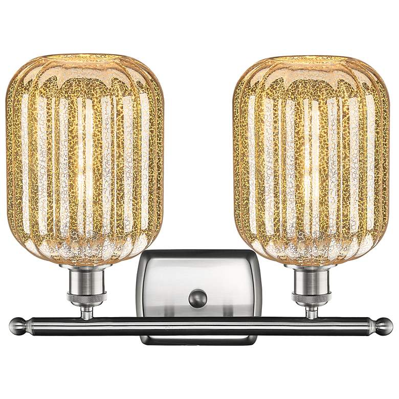Image 2 Ballston Preston 17"W 2 Light Nickel Bath Light w/ Mercury Jar Shade more views