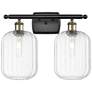 1_Ballston Preston 17"W 2-Lt Black Brass Bath Light w/ Clear Jar Shade