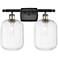 Ballston Preston 17"W 2-Lt Black Brass Bath Light w/ Clear Jar Shade