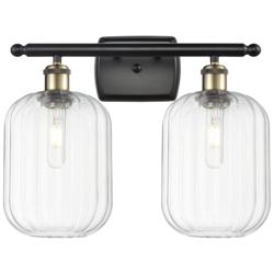 Ballston Preston 17"W 2-Lt Black Brass Bath Light w/ Clear Jar Shade