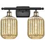1_Ballston Preston 17"W 2-Lt Black Brass Bath Light w/ Mercury Jar Shade