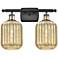 Ballston Preston 17"W 2-Lt Black Brass Bath Light w/ Mercury Jar Shade