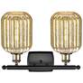 2_Ballston Preston 17"W 2-Lt Black Brass Bath Light w/ Mercury Jar Shade more views