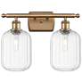 1_Ballston Preston 17"W 2-Lt Brushed Brass Bath Light w/ Clear Jar Shade