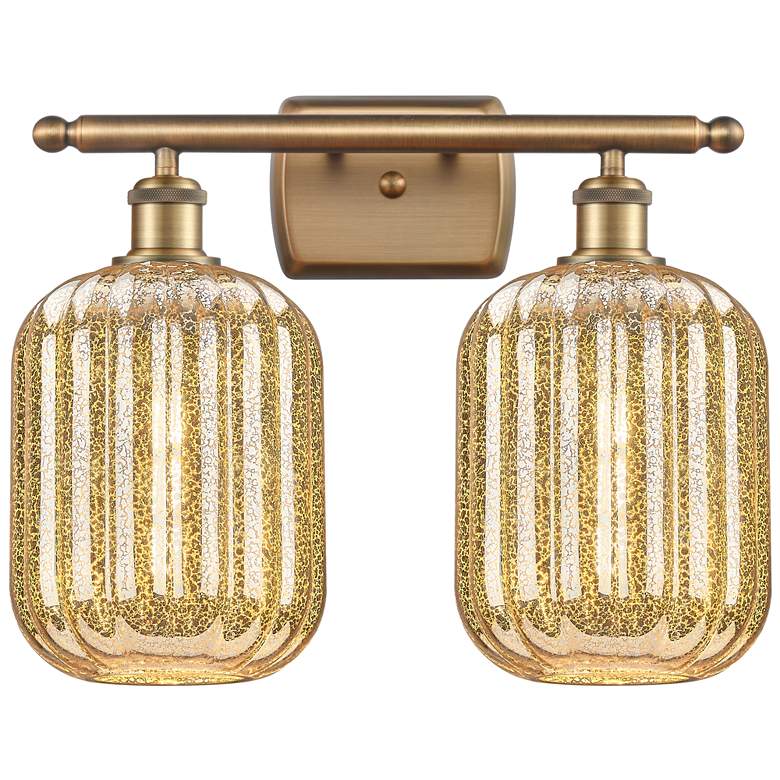 Image 1 Ballston Preston 17"W 2-Lt Brushed Brass Vanity w/ Mercury Jar Shade