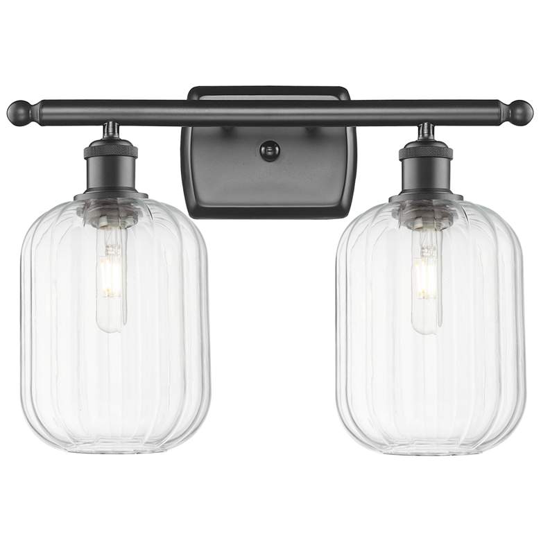 Image 1 Ballston Preston 17"W 2-Lt Oiled Bronze Bath Light w/ Clear Jar Shade