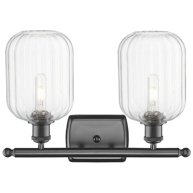 Image 2 Ballston Preston 17"W 2-Lt Oiled Bronze Bath Light w/ Clear Jar Shade more views