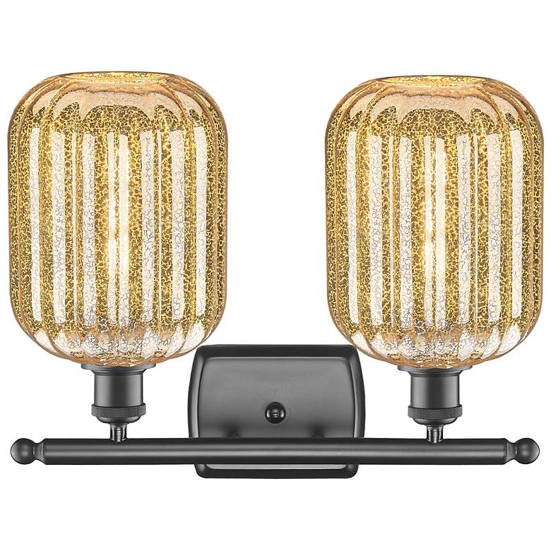 Image 2 Ballston Preston 17"W 2-Lt Oiled Bronze Vanity w/ Mercury Jar Shade more views