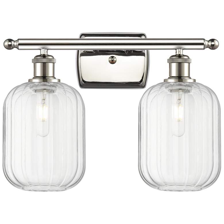 Image 1 Ballston Preston 17"W 2-Lt Polished Nickel Vanity w/ Clear Jar Shade