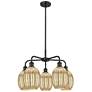 1_Ballston Preston 25"W 5 Light Black Stem Chandelier w/ Mercury Bulb Shade