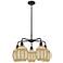 Ballston Preston 25"W 5 Light Black Stem Chandelier w/ Mercury Bulb Shade