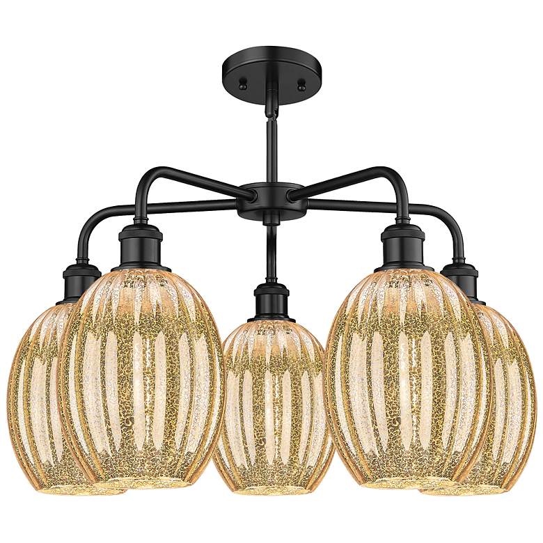 Image 2 Ballston Preston 25"W 5 Light Black Stem Chandelier w/ Mercury Bulb Shade more views