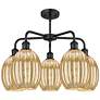 2_Ballston Preston 25"W 5 Light Black Stem Chandelier w/ Mercury Bulb Shade more views