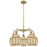 1_Ballston Preston 25"W 5-Lt Brush Brass Chandelier w/ Mercury Bulb Shade