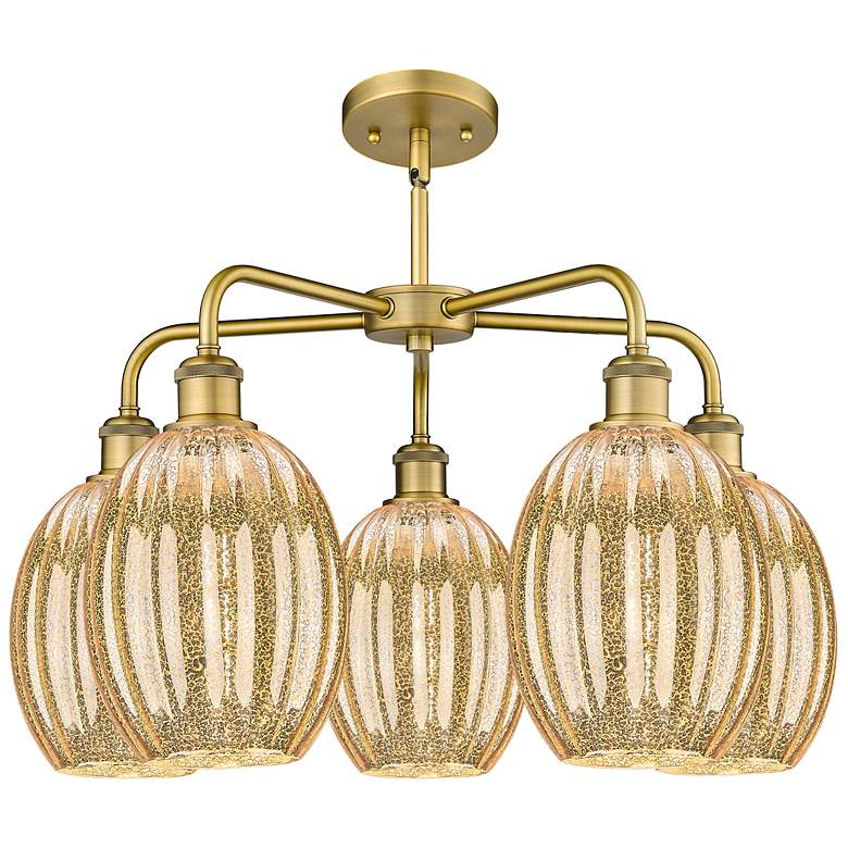 Image 2 Ballston Preston 25"W 5-Lt Brush Brass Chandelier w/ Mercury Bulb Shade more views