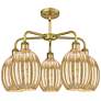 2_Ballston Preston 25"W 5-Lt Brush Brass Chandelier w/ Mercury Bulb Shade more views