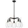 Ballston Preston 25"W 5-Lt Oil Bronze Stem Chandelier w/ Clear Bulb Shade