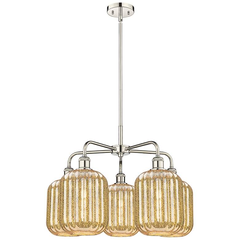 Image 1 Ballston Preston 25"W 5-Lt Polish Nickel Chandelier w/ Mercury Jar Shade