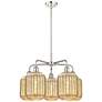 1_Ballston Preston 25"W 5-Lt Polish Nickel Chandelier w/ Mercury Jar Shade