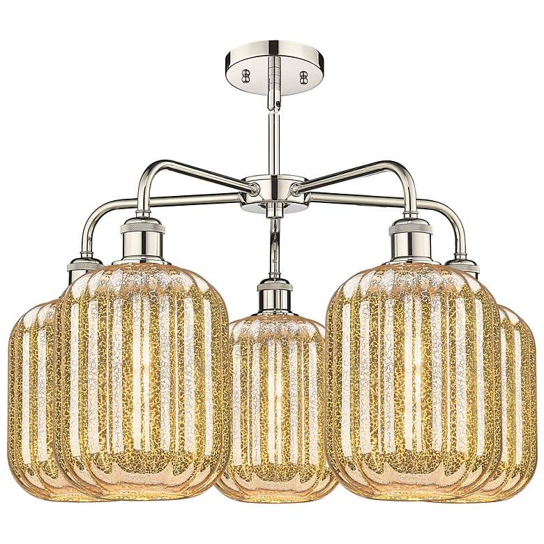Image 2 Ballston Preston 25"W 5-Lt Polish Nickel Chandelier w/ Mercury Jar Shade more views