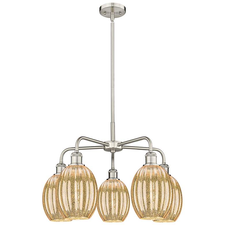 Image 1 Ballston Preston 25"W 5-Lt Satin Nickel Chandelier w/ Mercury Bulb Shade
