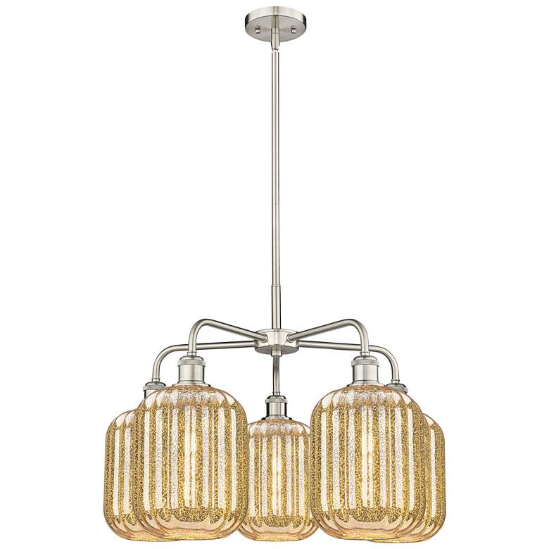 Image 1 Ballston Preston 25"W 5-Lt Satin Nickel Chandelier w/ Mercury Jar Shade