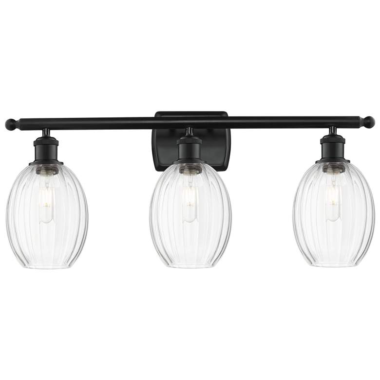 Image 1 Ballston Preston 26"W 3 Light Black Vanity Light w/ Clear Bulb Shade