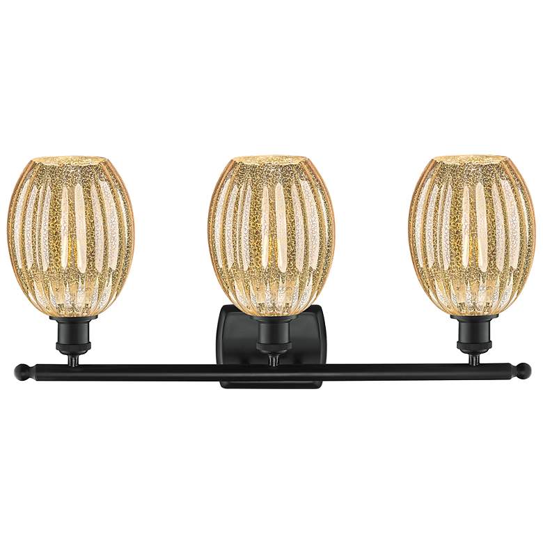 Image 2 Ballston Preston 26"W 3 Light Black Vanity Light w/ Mercury Bulb Shade more views