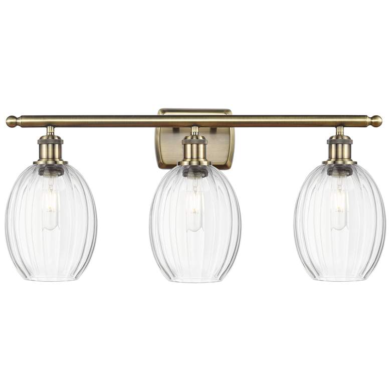 Image 1 Ballston Preston 26"W 3 Light Brass Vanity Light With Clear Bulb Shade